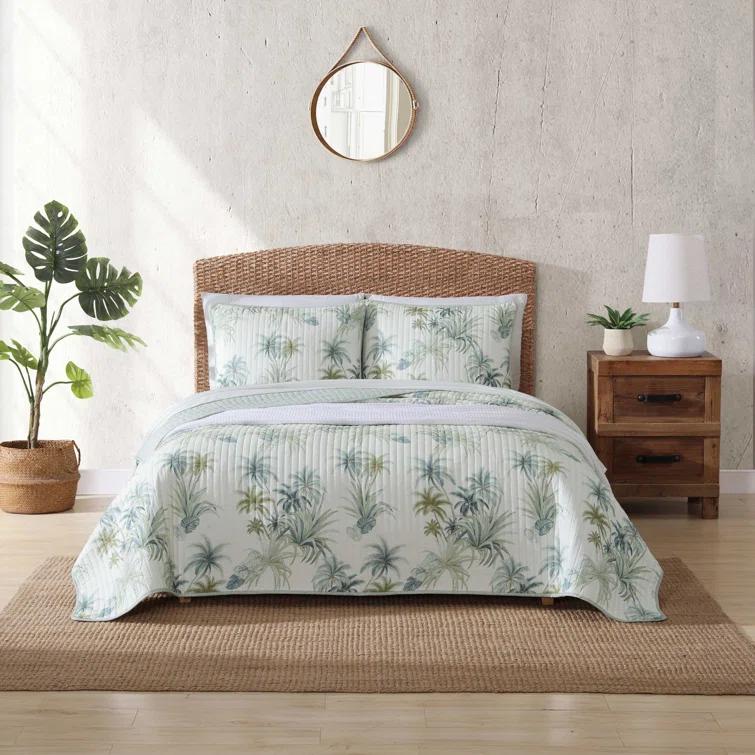 Tommy Bahama Home Tommy Bahama Serenity Palms Aqua Cotton Reversible Quilt