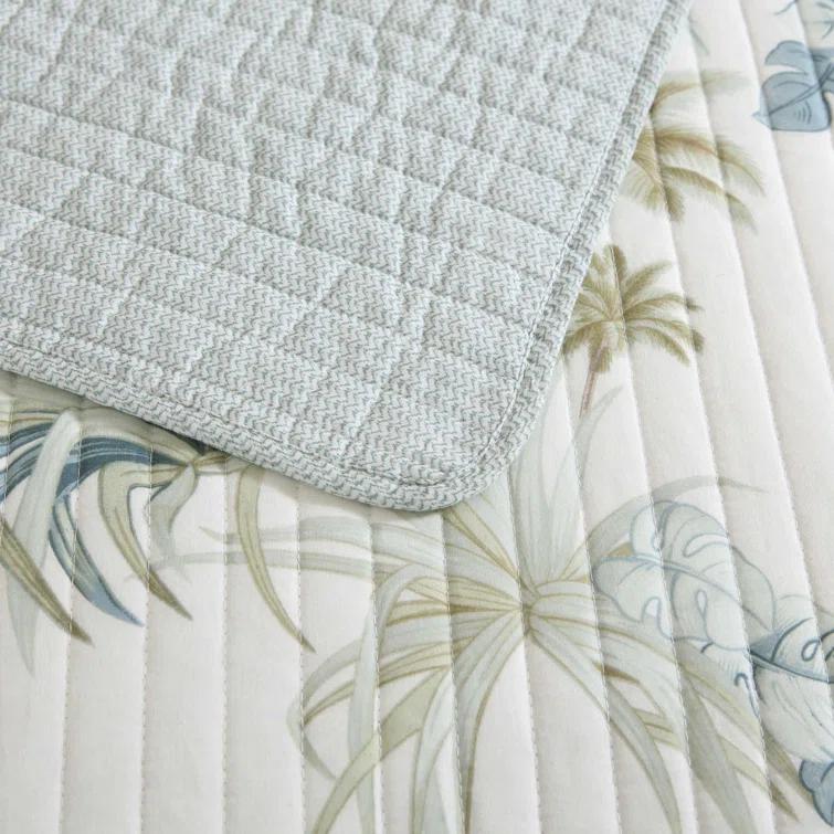 Tommy Bahama Home Tommy Bahama Serenity Palms Aqua Cotton Reversible Quilt