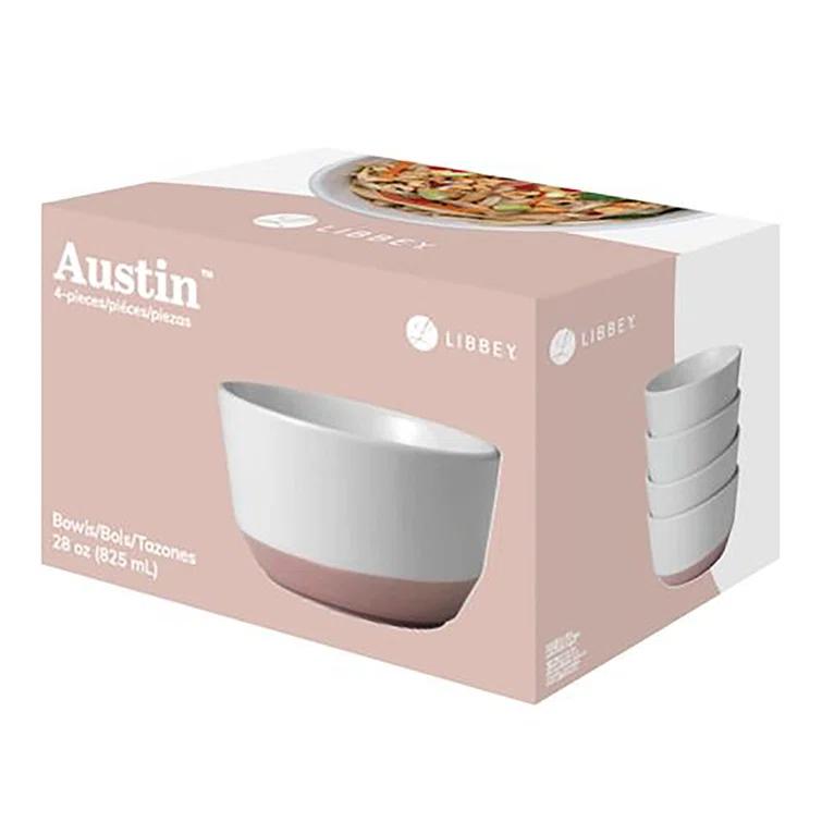 Austin Libbey 28-Ounce Porcelain Soup Salad Bowl, Set Of 4