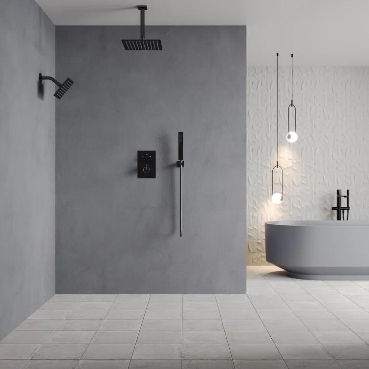 Thermostatic Shower Faucet 12" High-Pressure Dual Showerheads with Rough-In Valve