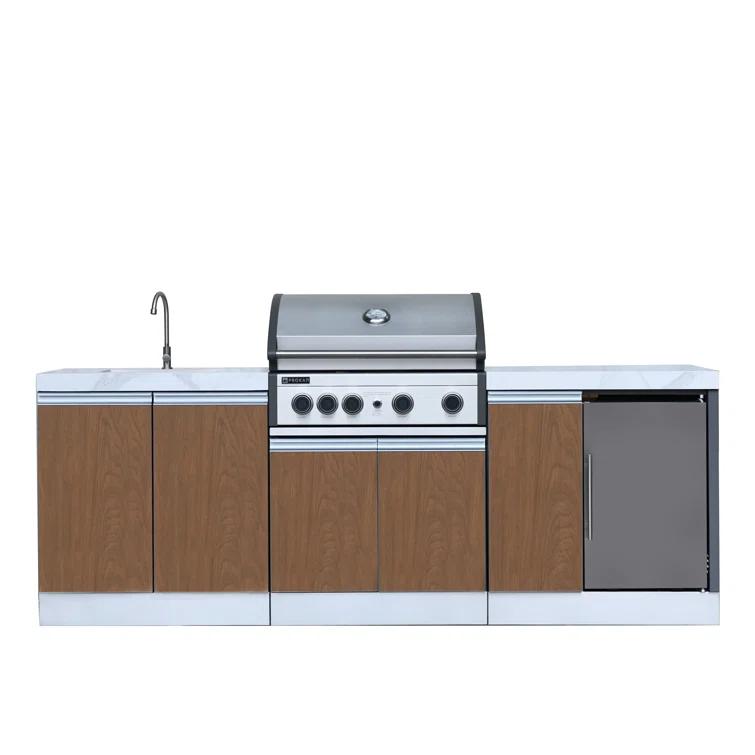Prokan Bespoke 94" 5B - 3 Modular Outdoor Kitchen In Wood Pattern Panels
