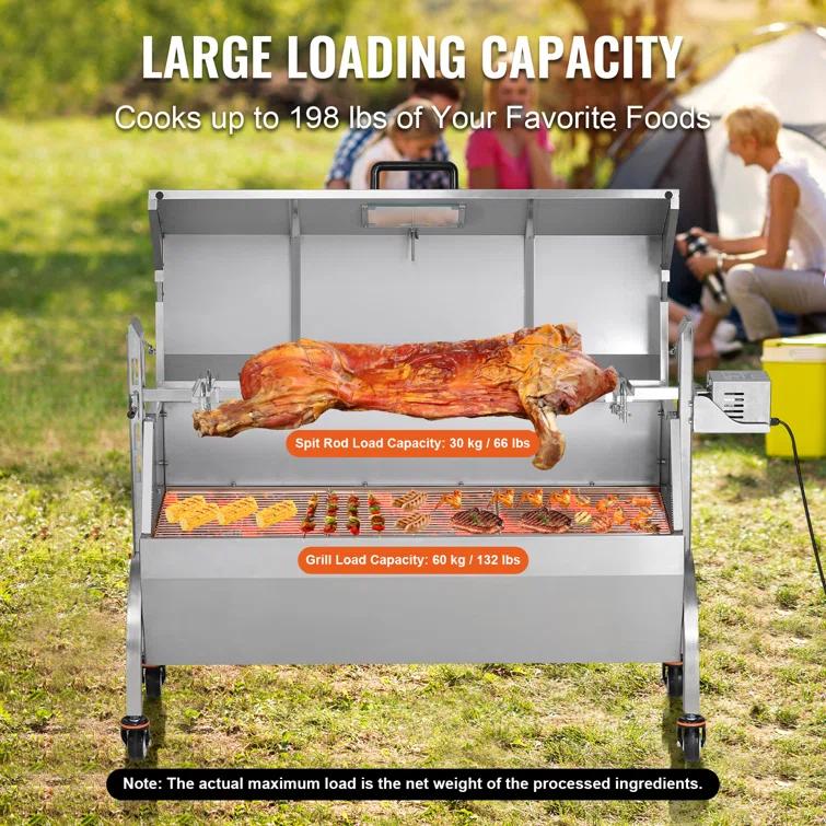 Roaster Spit Rotisserie BBQ Grill Pig Lamb Chicken Roaster 52W 198LBS