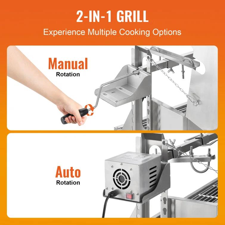 Roaster Spit Rotisserie BBQ Grill Pig Lamb Chicken Roaster 52W 198LBS