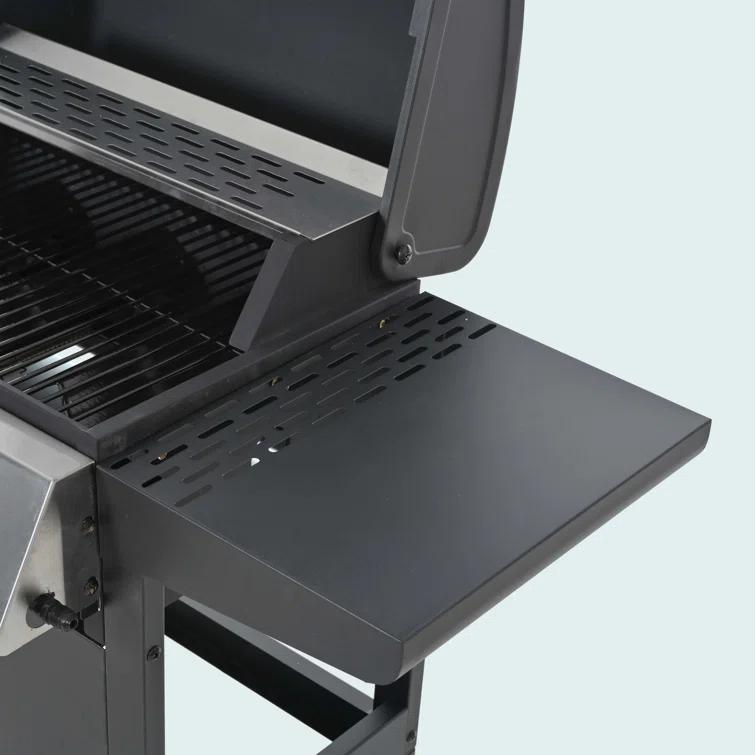 Propane Gas Grill 4 Burner Barbecue Grill, Stainless Steel 34,000 BTU Patio Garden Barbecue Grill With Two Shelves, Lid, Wheels And Bottle Opener