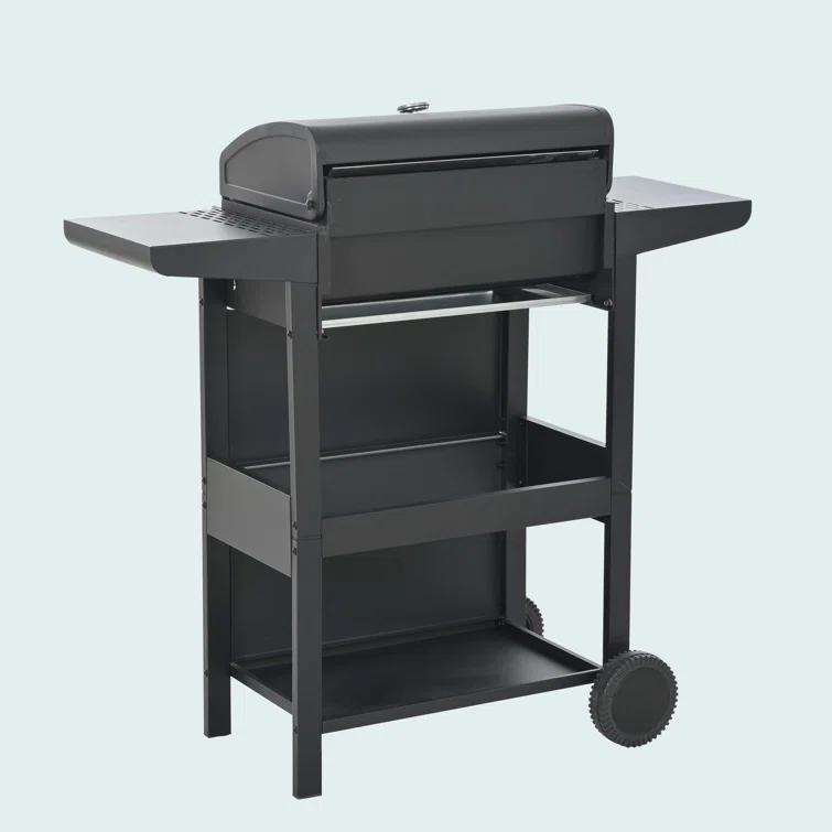 Propane Gas Grill 4 Burner Barbecue Grill, Stainless Steel 34,000 BTU Patio Garden Barbecue Grill With Two Shelves, Lid, Wheels And Bottle Opener