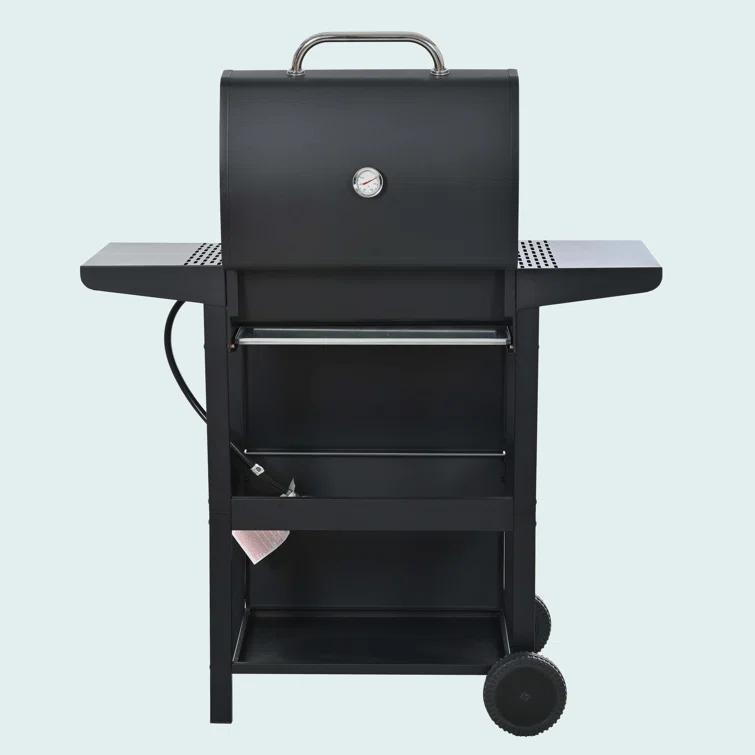 Propane Gas Grill 4 Burner Barbecue Grill, Stainless Steel 34,000 BTU Patio Garden Barbecue Grill With Two Shelves, Lid, Wheels And Bottle Opener