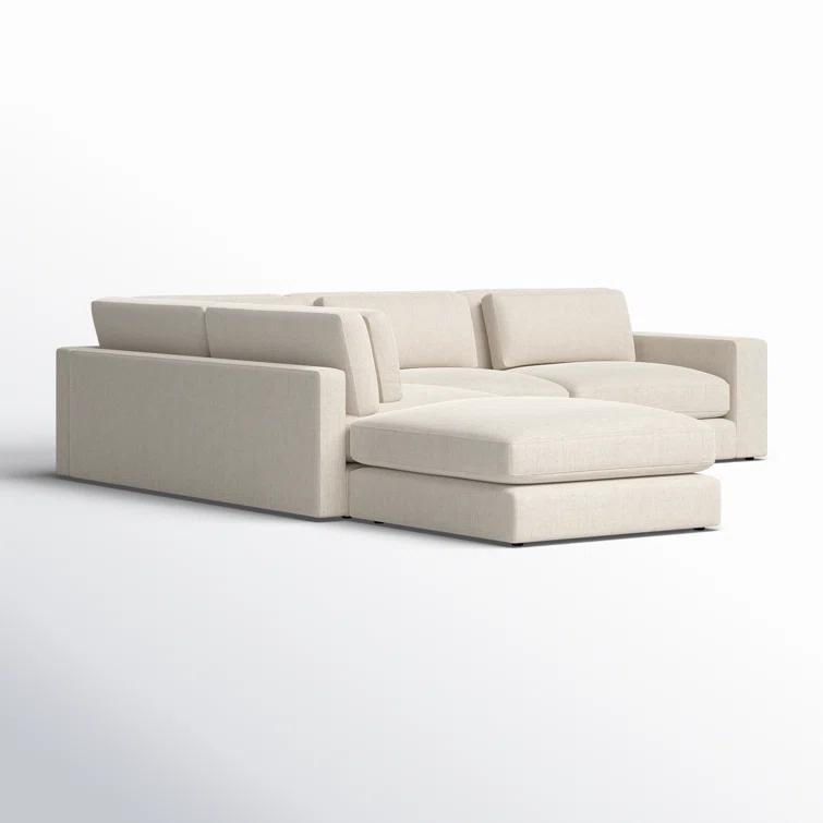 Cresswell Corner Sectional Sofa - Off White / 4-Piece / Right-Facing with Ottoman