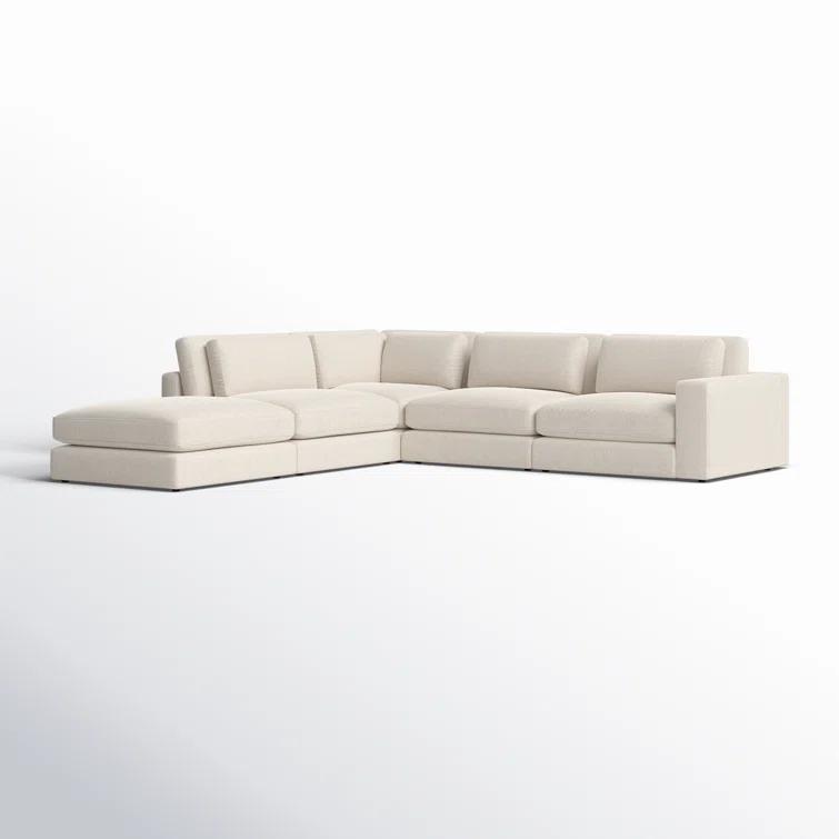 Cresswell Corner Sectional Sofa - Off White / 4-Piece / Right-Facing with Ottoman