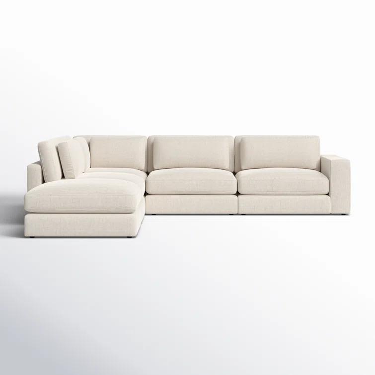 Cresswell Corner Sectional Sofa - Off White / 4-Piece / Right-Facing with Ottoman