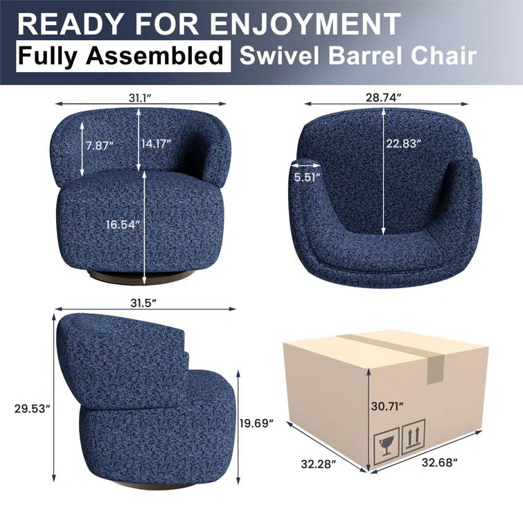 Carnley Fully Assembled Upholstered Swivel Barrel Chair