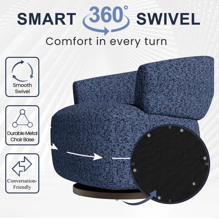 Carnley Fully Assembled Upholstered Swivel Barrel Chair