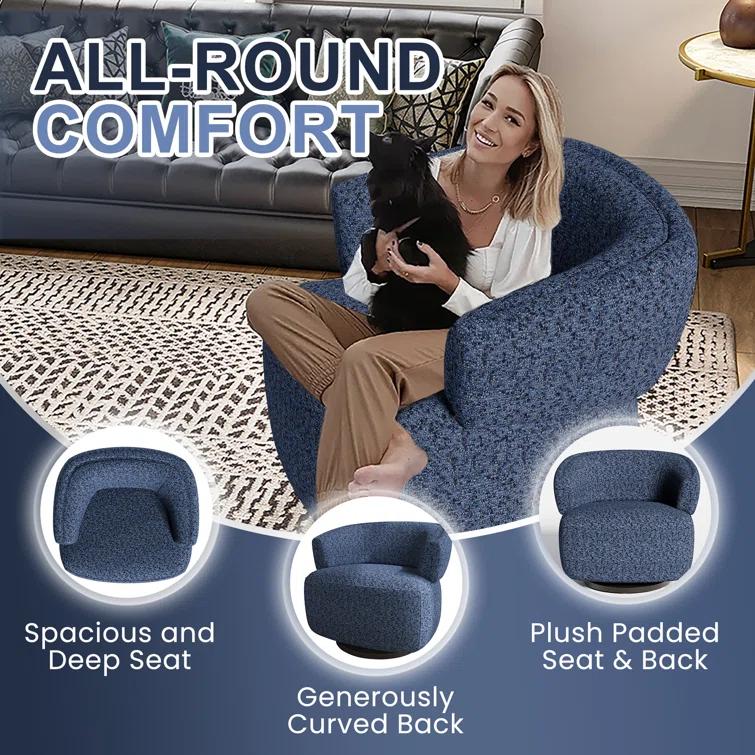 Carnley Fully Assembled Upholstered Swivel Barrel Chair
