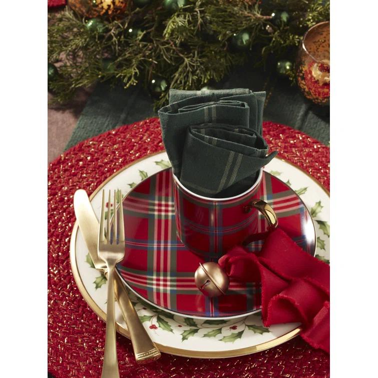 Lenox Holiday Red Tartan Mugs, Set Of 4 (Set of 4)