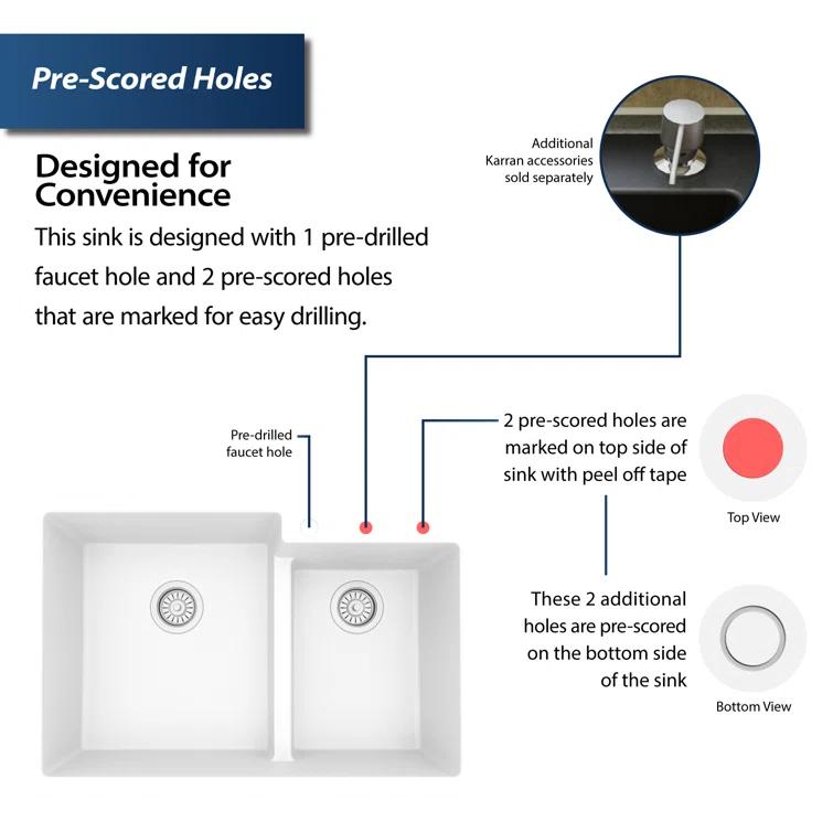 Karran Quartz 33'' X 22'' 60/40 Double Bowl Drop-in Kitchen Sink