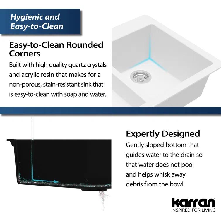 Karran Quartz 33'' X 22'' 60/40 Double Bowl Drop-in Kitchen Sink