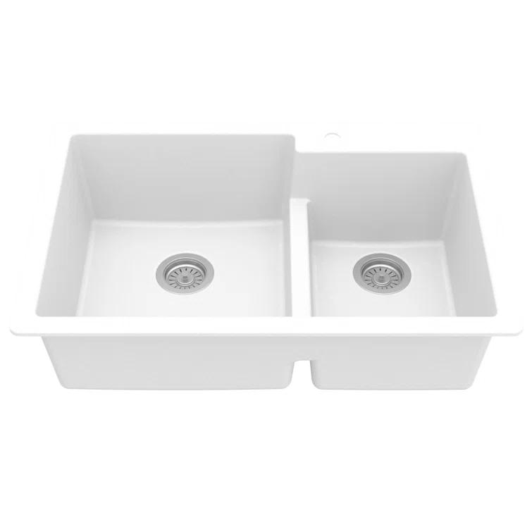 Karran Quartz 33'' X 22'' 60/40 Double Bowl Drop-in Kitchen Sink