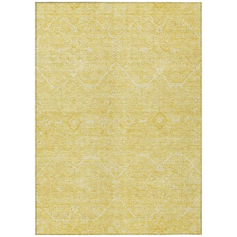 Machine Washable Indoor/Outdoor Claudian ACN1224 Gold Rug