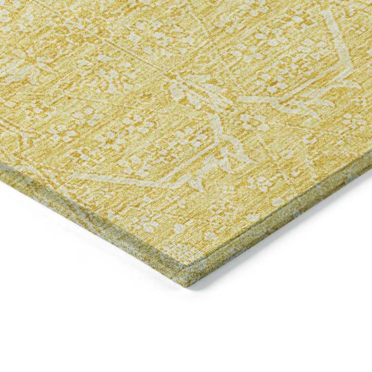 Machine Washable Indoor/Outdoor Claudian ACN1224 Gold Rug
