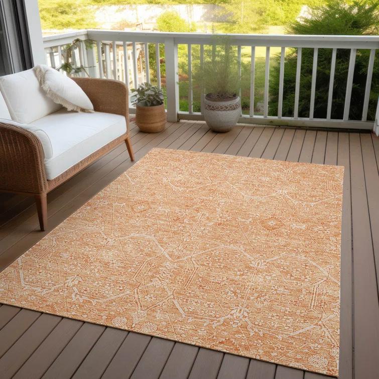 Machine Washable Indoor/Outdoor Claudian ACN1224 Salmon Rug