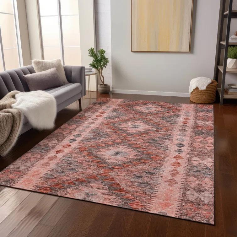 Machine Washable Indoor/Outdoor Claudian ACN1226 Terracotta Rug