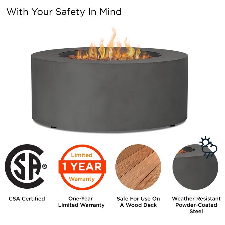 Aegean 36" Round Steel Propane or Natural Gas Fire Pit Table by Real Flame