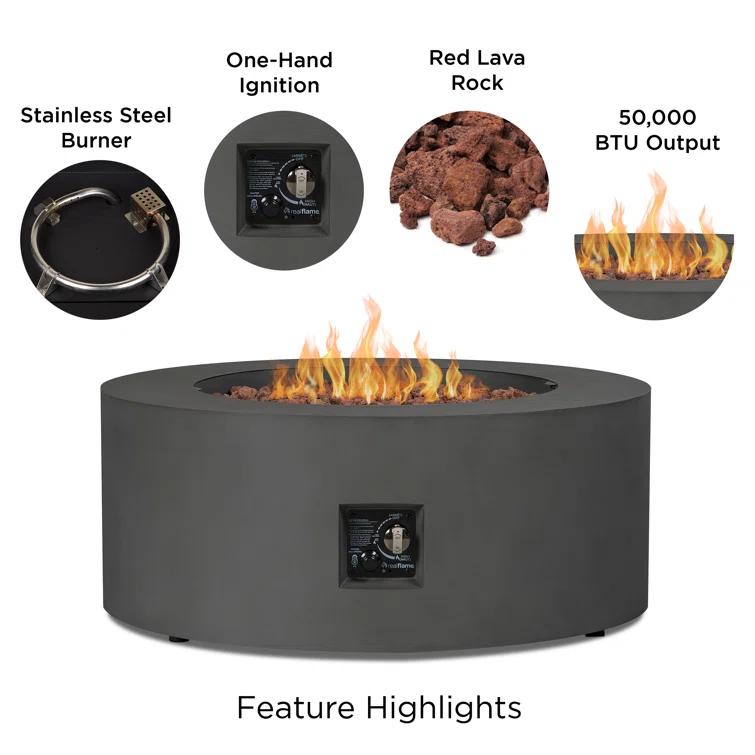 Aegean 36" Round Steel Propane or Natural Gas Fire Pit Table by Real Flame