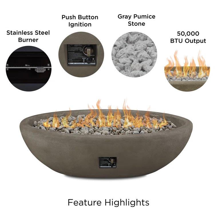 Fernanda Fire Bowl - Gray / Large Oval