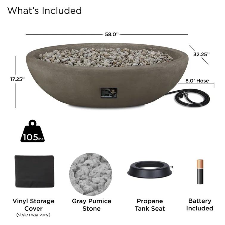 Fernanda Fire Bowl - Gray / Large Oval