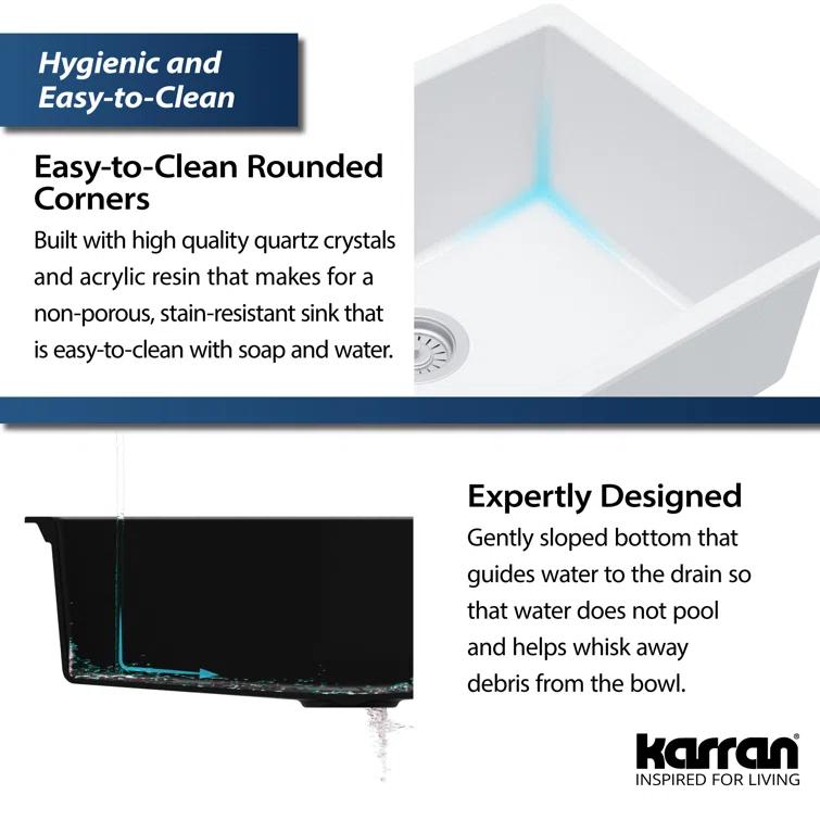 Karran Quartz 24-3/8'' X 19-1/8'' Single Bowl Undermount Kitchen Sink