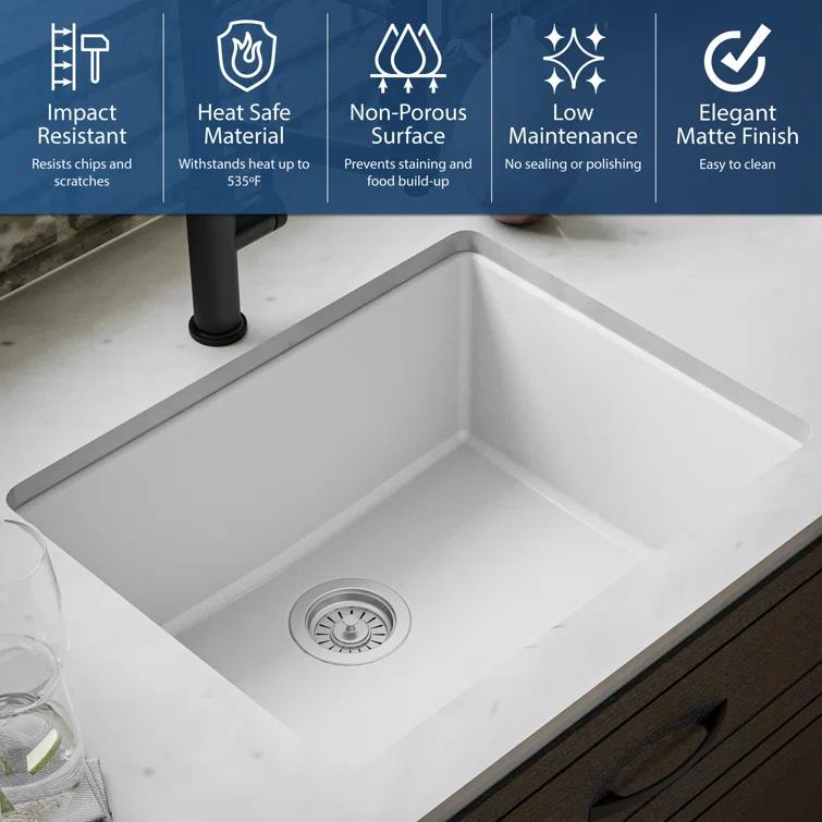 Karran Quartz 24-3/8'' X 19-1/8'' Single Bowl Undermount Kitchen Sink