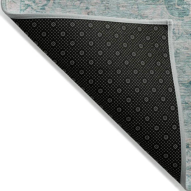 Machine Washable Indoor/Outdoor Claudian ACN1238 Teal Rug