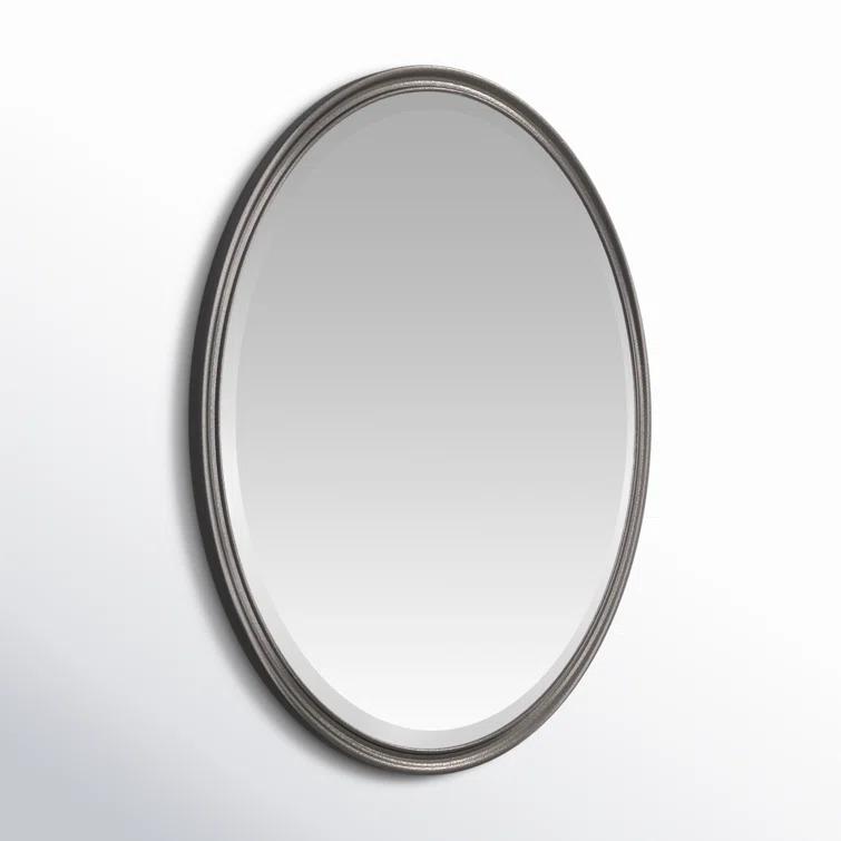 Rustic Black Oval Wood Wall Mirror