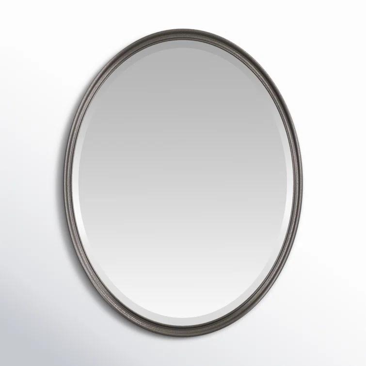 Rustic Black Oval Wood Wall Mirror