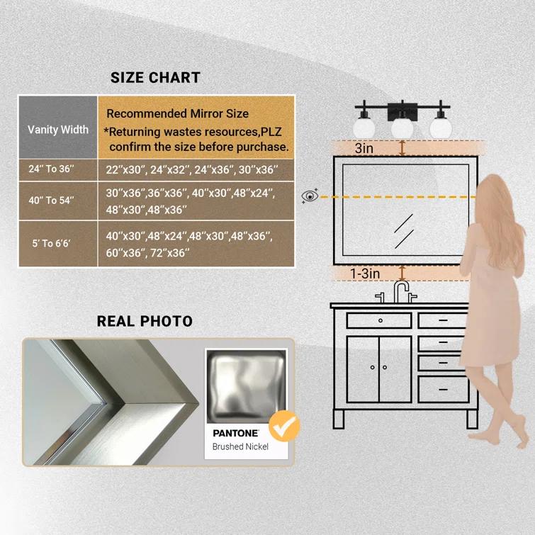 Lohoski Decorative Wall Mirror Beveled Design, Bathroom Vanity Mirror Accent Mirror Finish