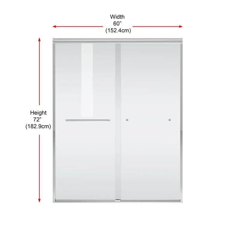 Semi-frameless shower door 60 x 72 in Polished Chrome