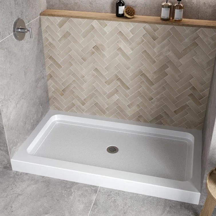 Streamline Bath Streamline 60 in. x 32 in. Alcove Acrylic Shower Base With Center Drain, Drain Included GB-516-68