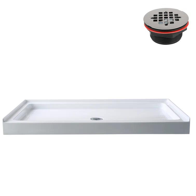 Streamline Bath Streamline 60 in. x 32 in. Alcove Acrylic Shower Base With Center Drain, Drain Included GB-516-68