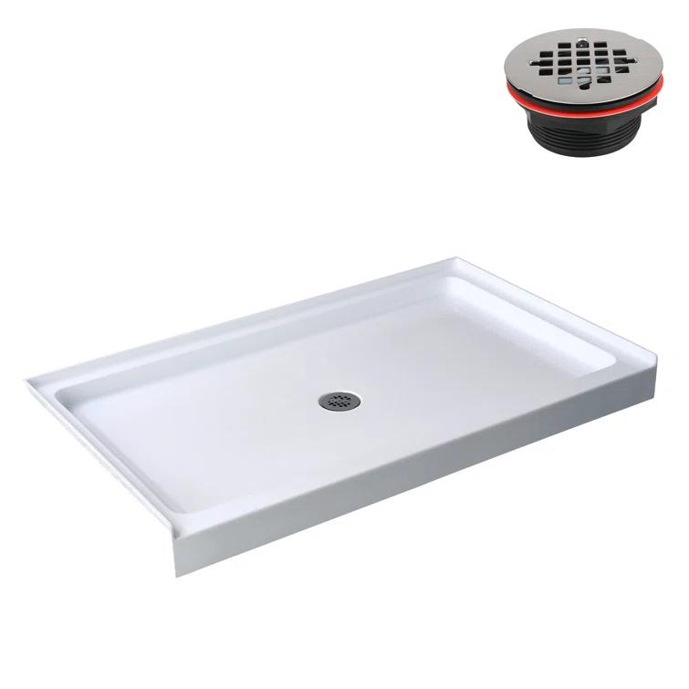 Streamline Bath Streamline 60 in. x 32 in. Alcove Acrylic Shower Base With Center Drain, Drain Included GB-516-68