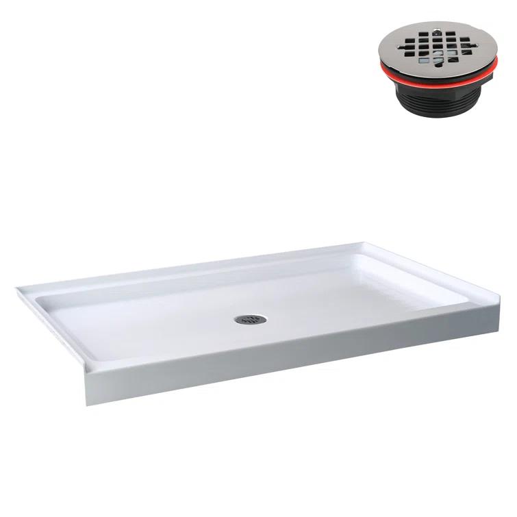 Streamline Bath Streamline 60 in. x 32 in. Alcove Acrylic Shower Base With Center Drain, Drain Included GB-516-68