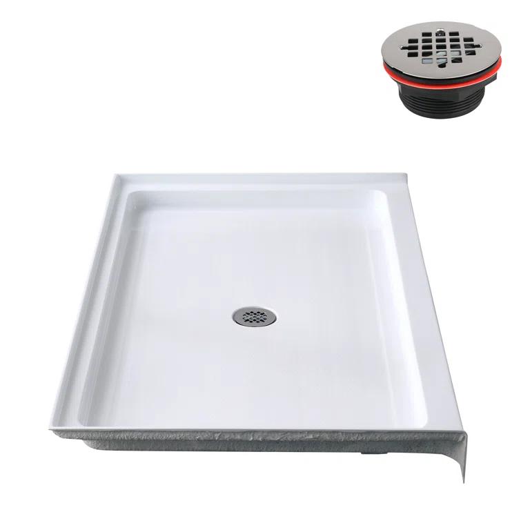 Streamline Bath Streamline 60 in. x 32 in. Alcove Acrylic Shower Base With Center Drain, Drain Included GB-516-68