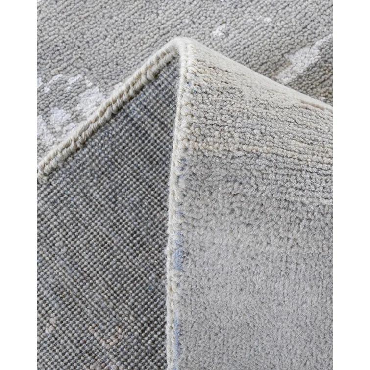 Gray Hand-Knotted Wool and Silk Medallion Area Rug, 8' x 10'