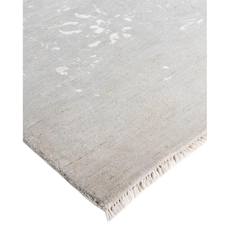 Gray Hand-Knotted Wool and Silk Medallion Area Rug, 8' x 10'