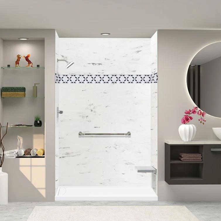 Transolid Transolid 60-in x 32-in Cast Solid Surface Shower Base with Linear FSL6032L-01