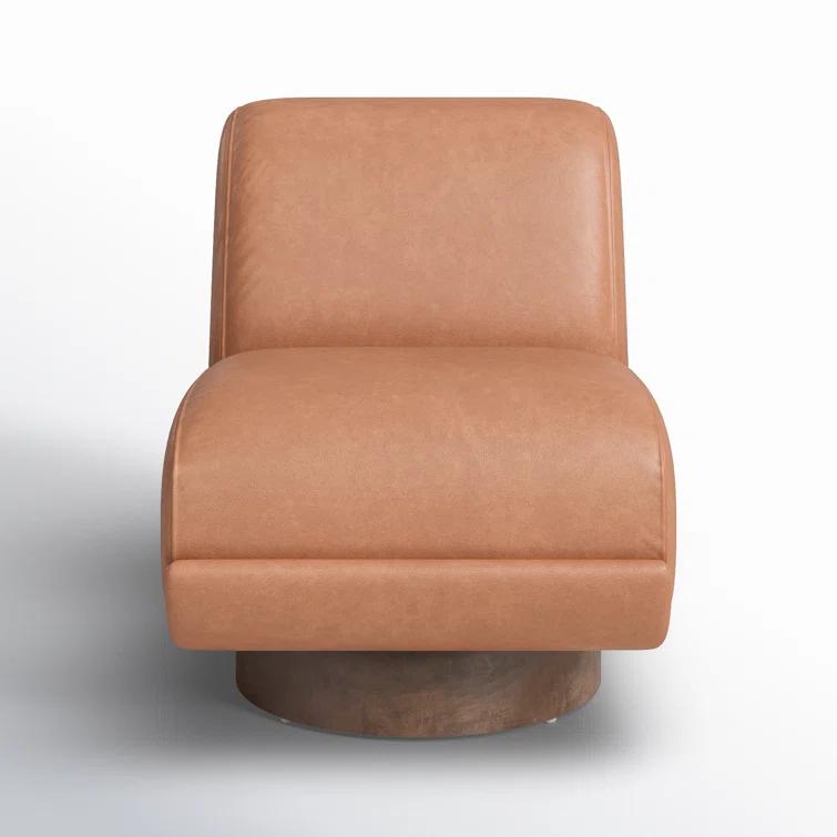 Palermo Cognac Leather Swivel Slipper Chair, 39"