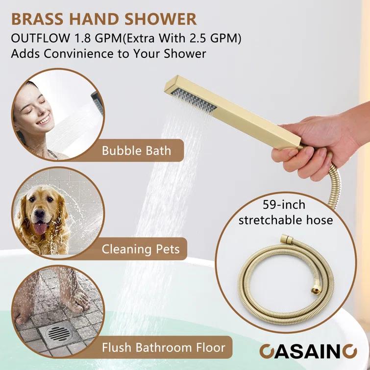 Single Handle Free Standing Bathtub Faucet with Diverter and Handshower