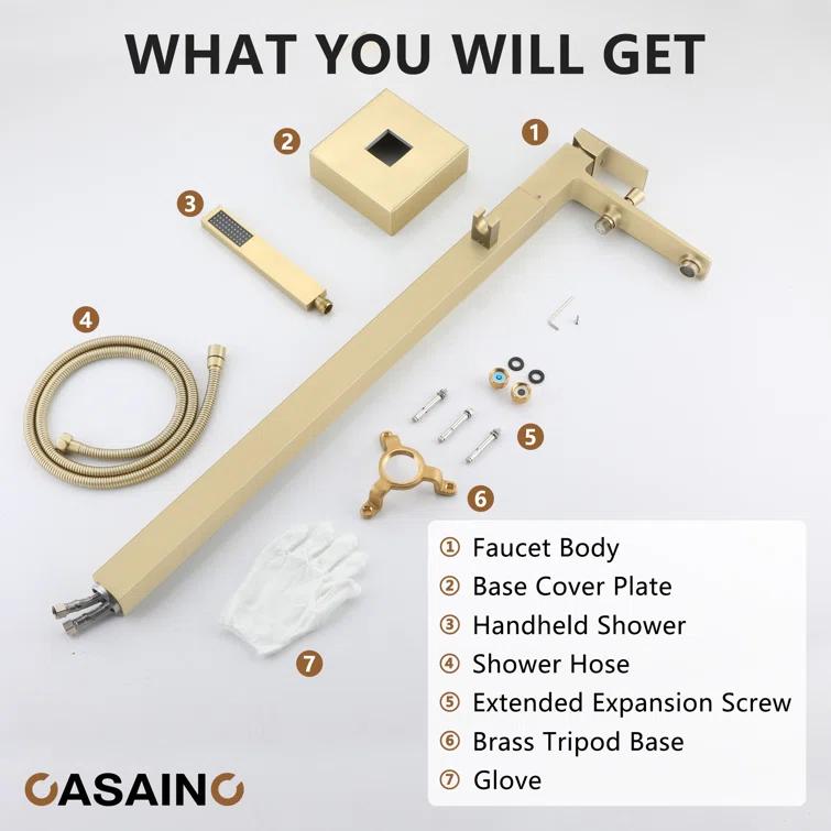 Single Handle Free Standing Bathtub Faucet with Diverter and Handshower