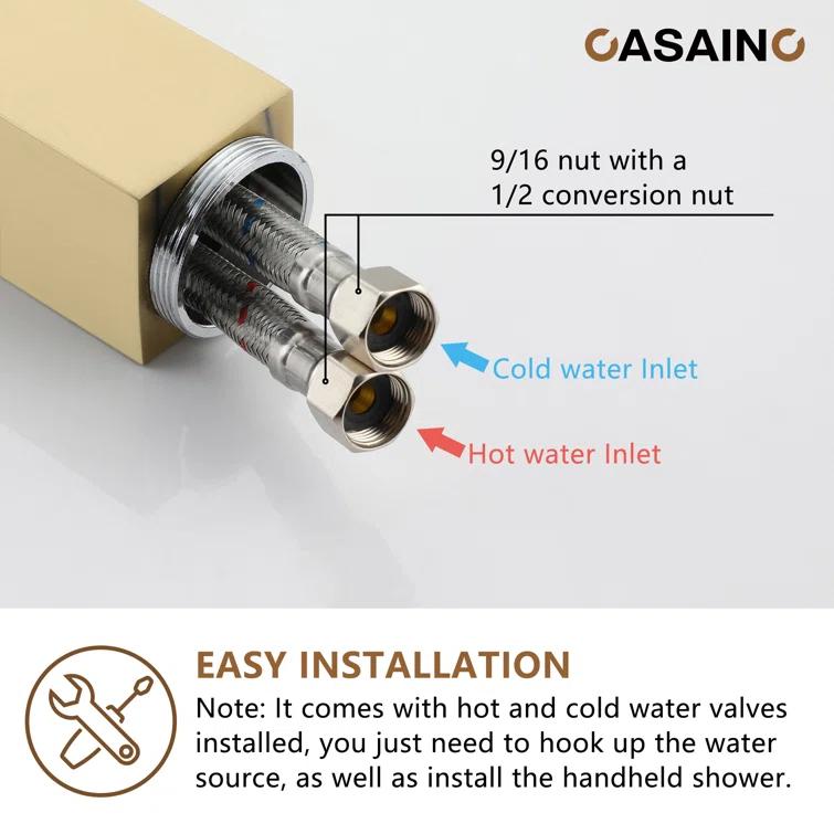 Single Handle Free Standing Bathtub Faucet with Diverter and Handshower