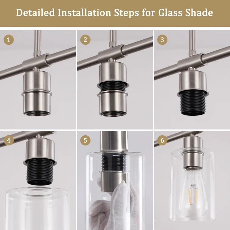 Delmis 3 - Light Kitchen Island Pendant Rustic Linear Chandelier with Clear Glass Shades