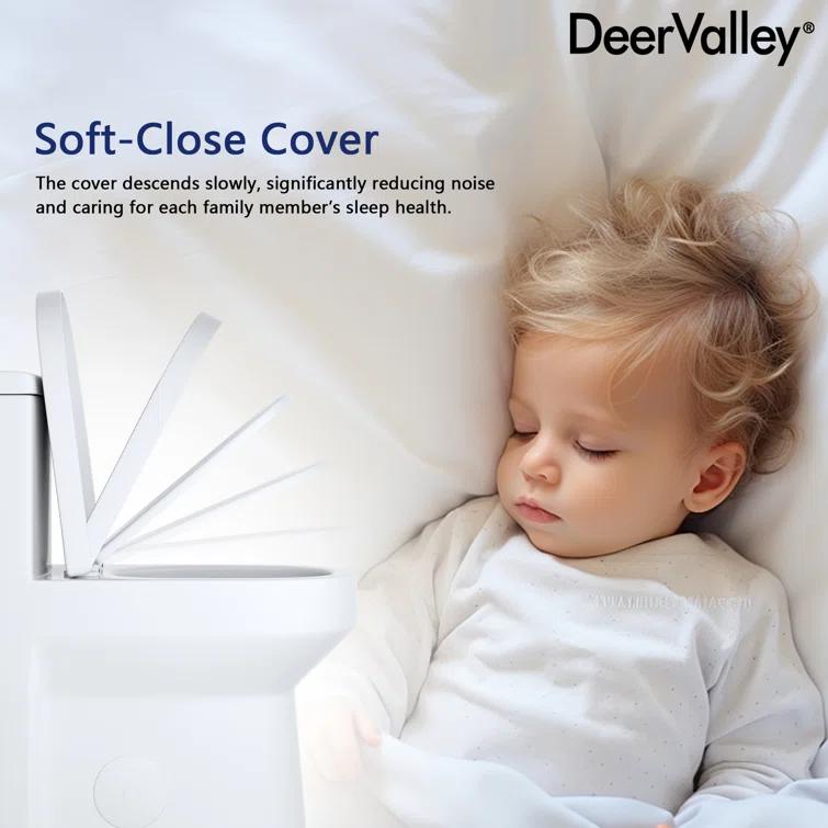 DeerValley Liberty Compact Toilets One-Piece Toilet With High-Efficiency Flush Round Toilet for Space-Saving Floor Mounted (Seat Included)