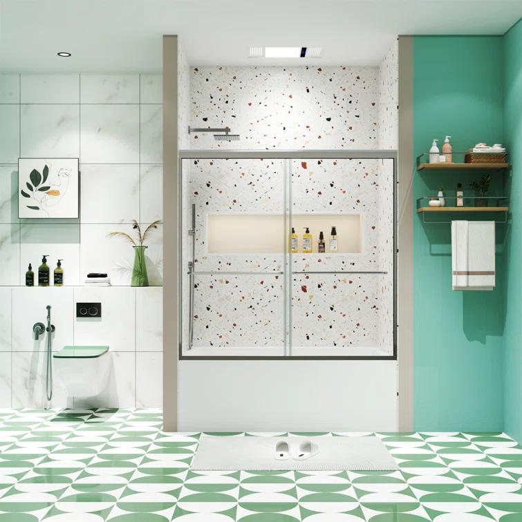 Bathtub Bypass Shower Door, Sliding Door, With 1/4" Tempered Glass